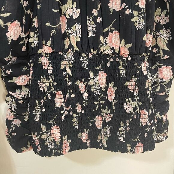 Free People Ruched V-neck Floral crop top black xs - Picture 4 of 7